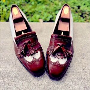 Bragano by Cole Haan 2 tone loafers, white & brown, US size 12 Made in Italy.